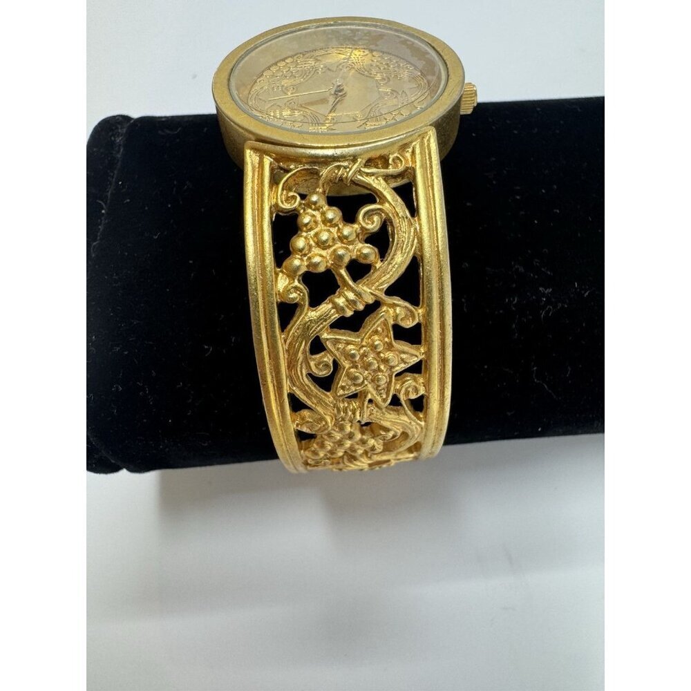 Vtg Metropolitan Museum of Art Gold Tone Byzantine Grapevine Pin/Hinge Bracelet - Picture 4 of 7